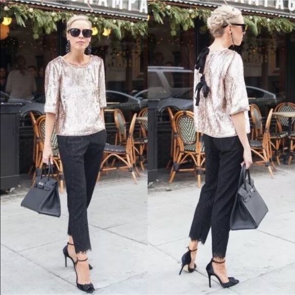 Jcrew Sequin Rose Gold Sequin Tie Back holiday Top - Picture 6 of 7